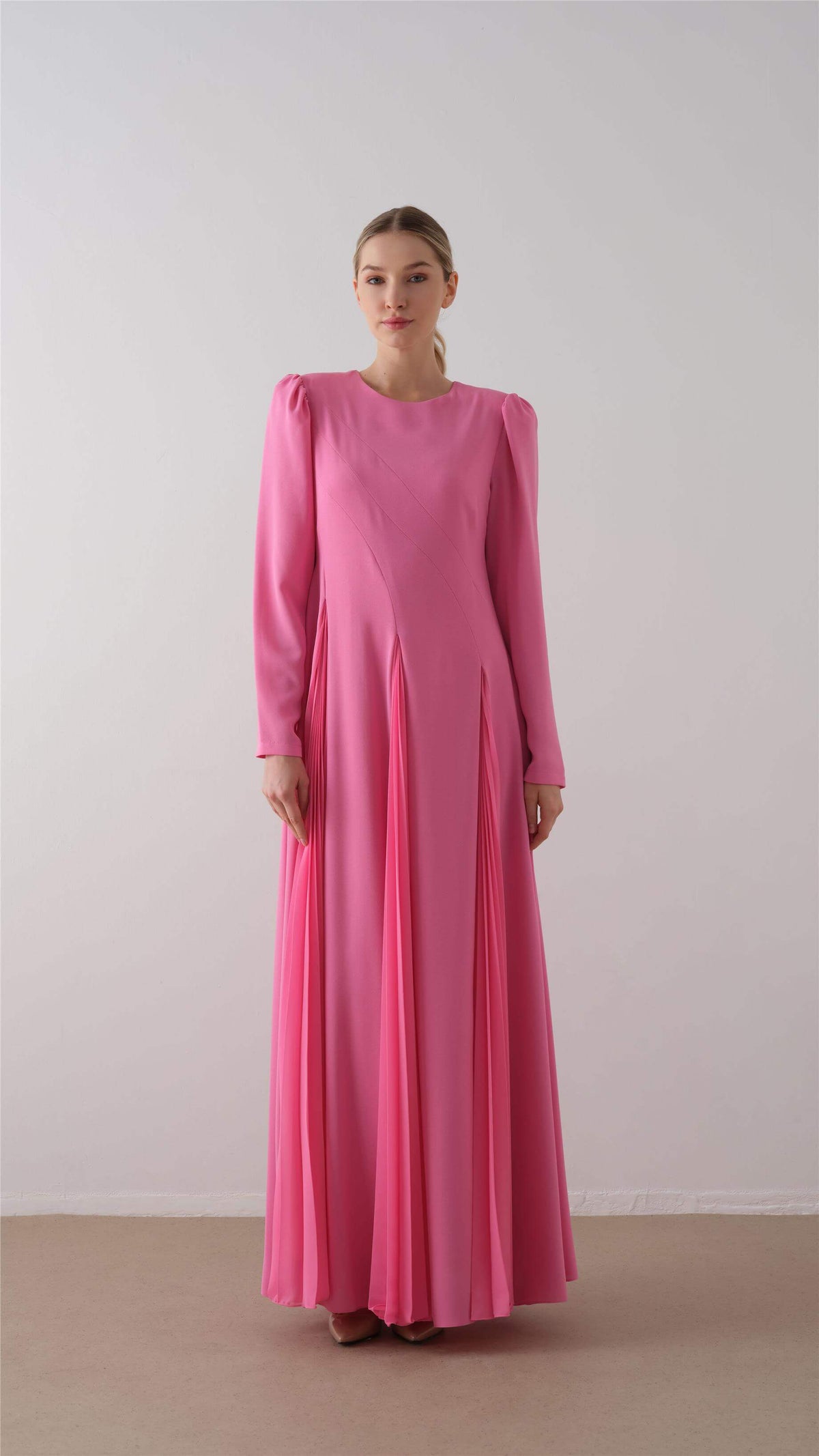 Miha-Parça Pi̇Li̇Seli̇ Krep Şi̇Fon Elbi̇Se Pembe-1-roqelvaxirum.shop
