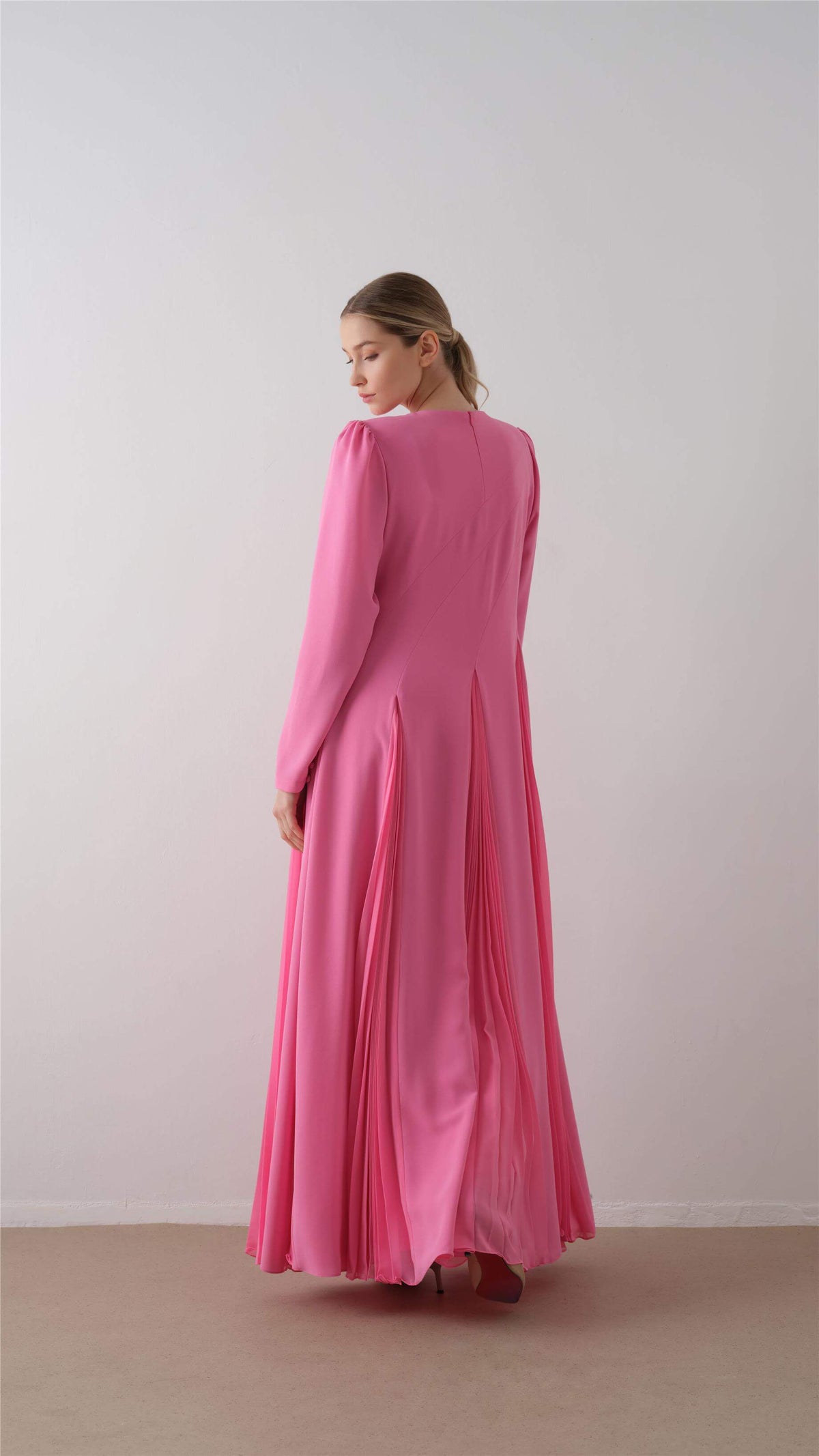 Miha-Parça Pi̇Li̇Seli̇ Krep Şi̇Fon Elbi̇Se Pembe-3-roqelvaxirum.shop