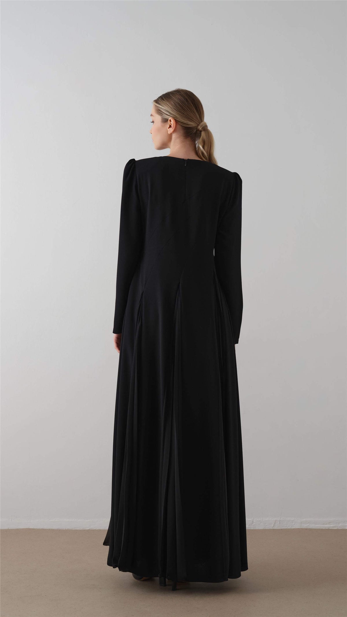 Miha-Parça Pi̇Li̇Seli̇ Krep Şi̇Fon Elbi̇Se Siyah-3-roqelvaxirum.shop