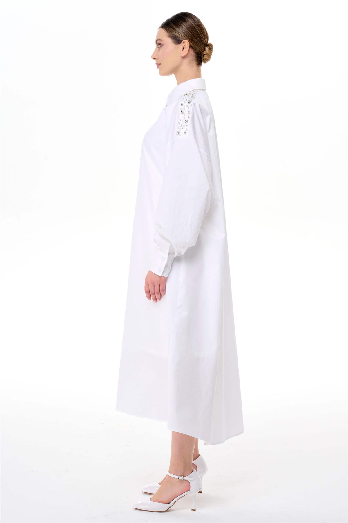 Miha-Taş İşlemeli̇ Popli̇n Elbi̇se-Elbise-2-roqelvaxirum.shop