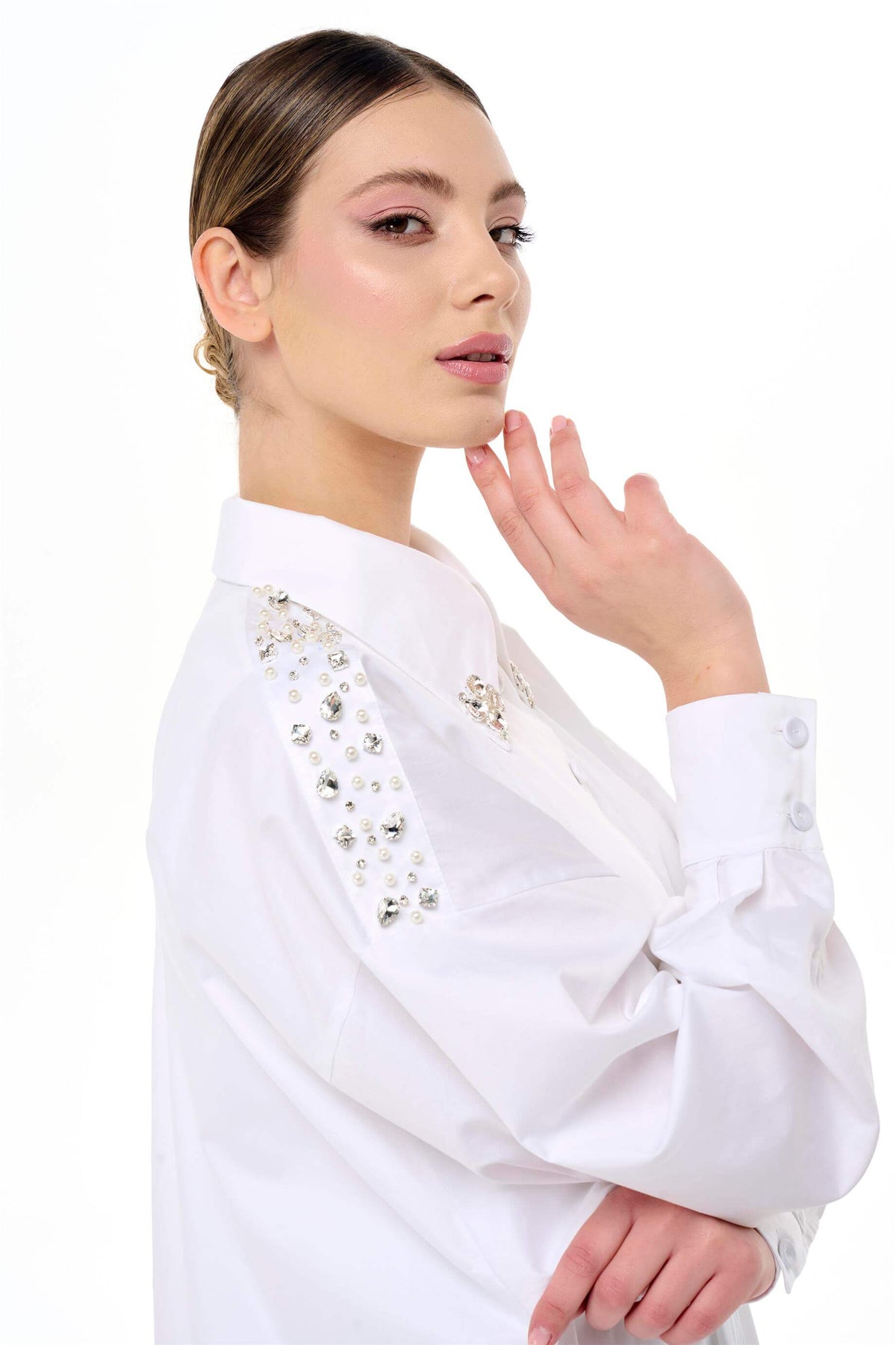Miha-Taş İşlemeli̇ Popli̇n Elbi̇se-Elbise-4-roqelvaxirum.shop
