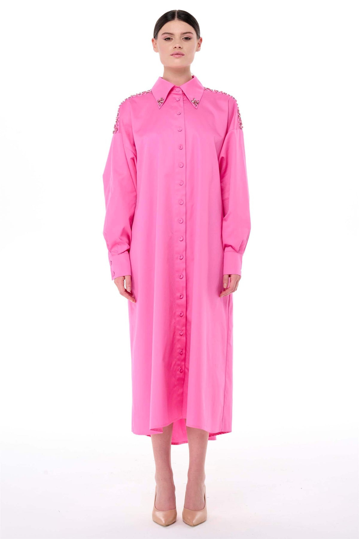 Miha-Taş İşlemeli̇ Popli̇n Elbi̇se-Elbise-5-roqelvaxirum.shop