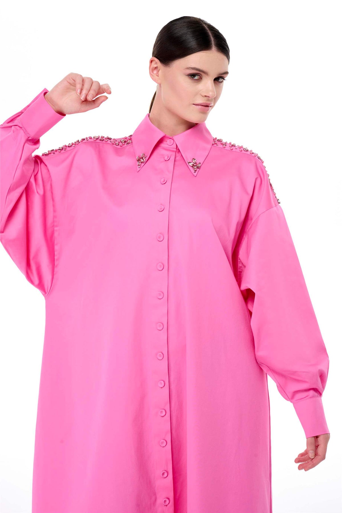 Miha-Taş İşlemeli̇ Popli̇n Elbi̇se-Elbise-9-roqelvaxirum.shop