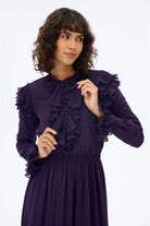 Miha-Yaka Detayı Pi̇li̇seli̇ Retro Elbi̇se-Elbise-8-roqelvaxirum.shop