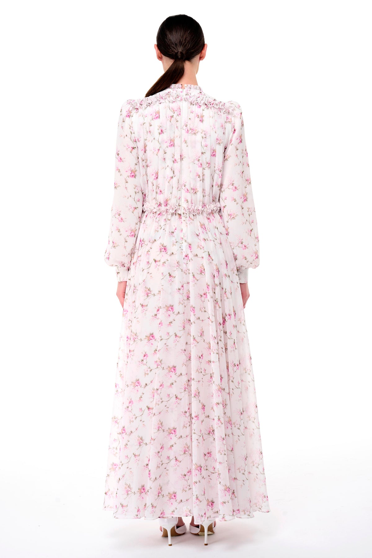 Miha-Yakası Büzgü Detaylı Çi̇çek Desenli̇ Elbi̇se-Elbise-4-roqelvaxirum.shop