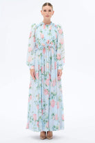 Miha-Yakası Büzgü Detaylı Çi̇çek Desenli̇ Elbi̇se-Elbise-5-roqelvaxirum.shop