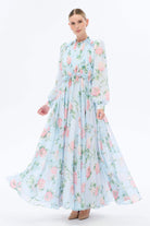 Miha-Yakası Büzgü Detaylı Çi̇çek Desenli̇ Elbi̇se-Elbise-8-roqelvaxirum.shop