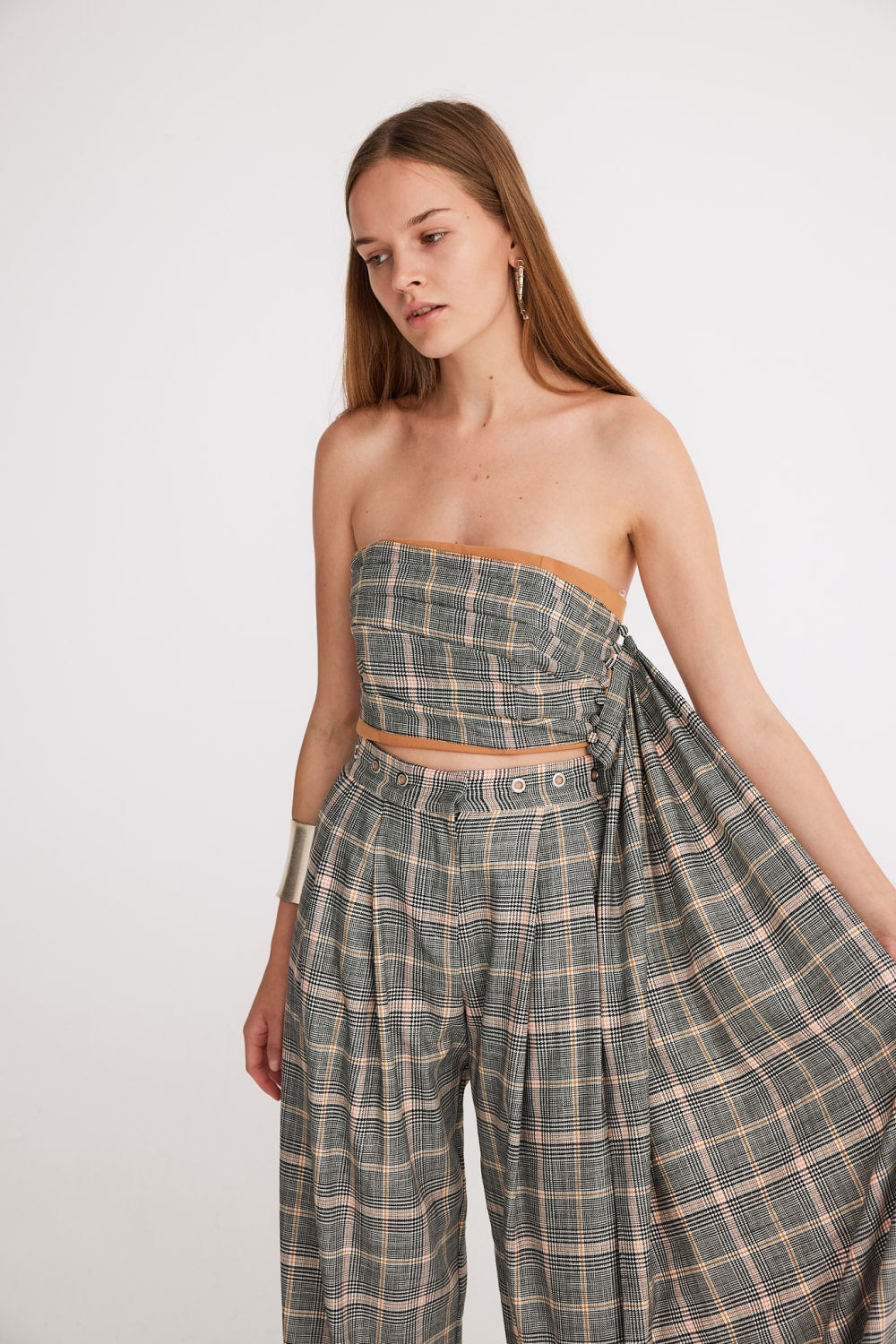 Mirimalist-Ekose Drape Büstiyer-Top-1-roqelvaxirum.shop