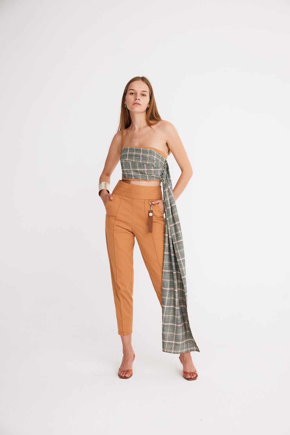 Mirimalist-Ekose Drape Büstiyer-Top-2-roqelvaxirum.shop