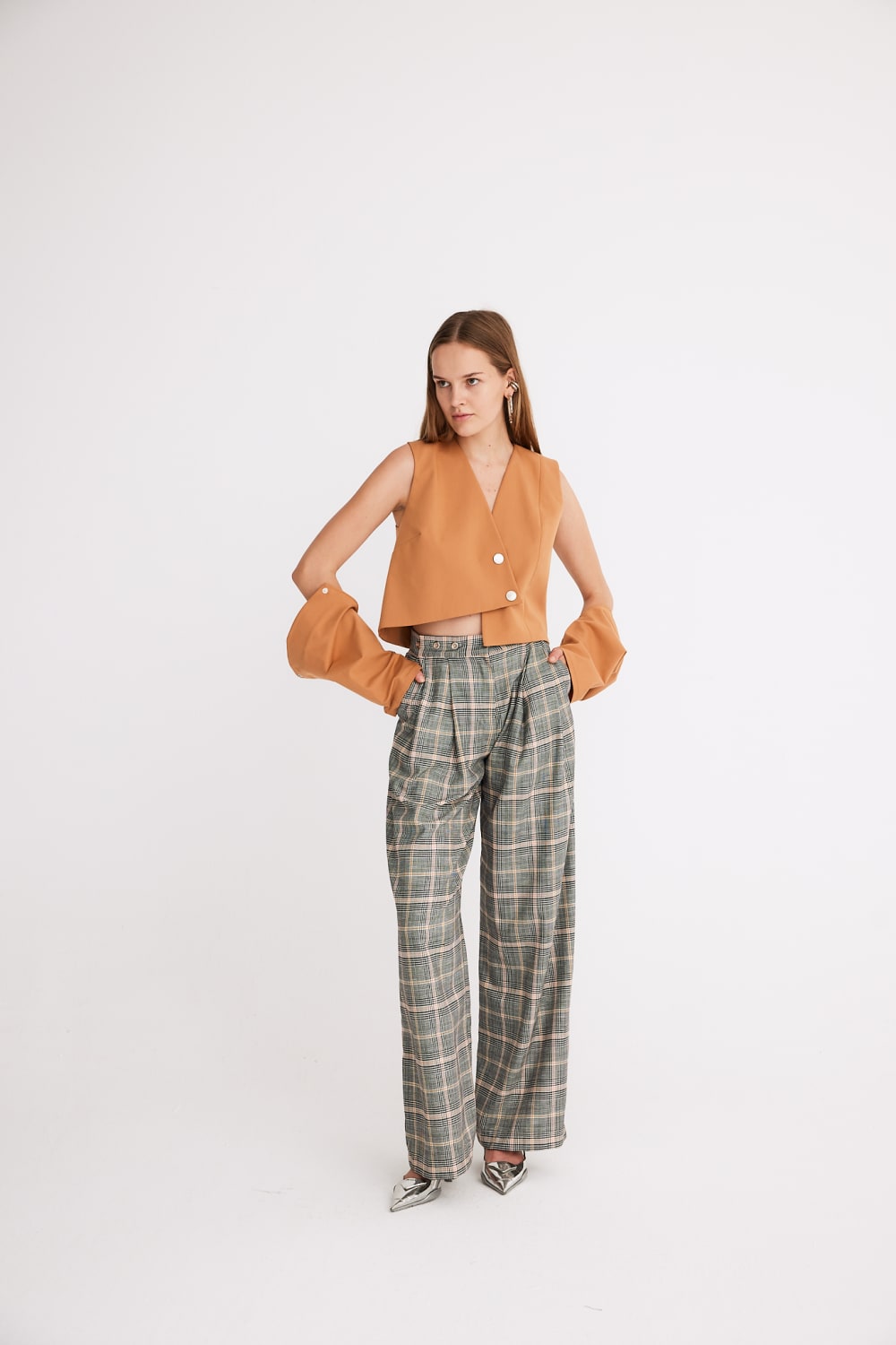 Mirimalist-Ekose Pilise Maxi Pantolon-Kumaş Pantolon-4-roqelvaxirum.shop