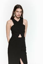 Mirimalist-Revolve Siyah Midi Elbise-Elbise-1-roqelvaxirum.shop