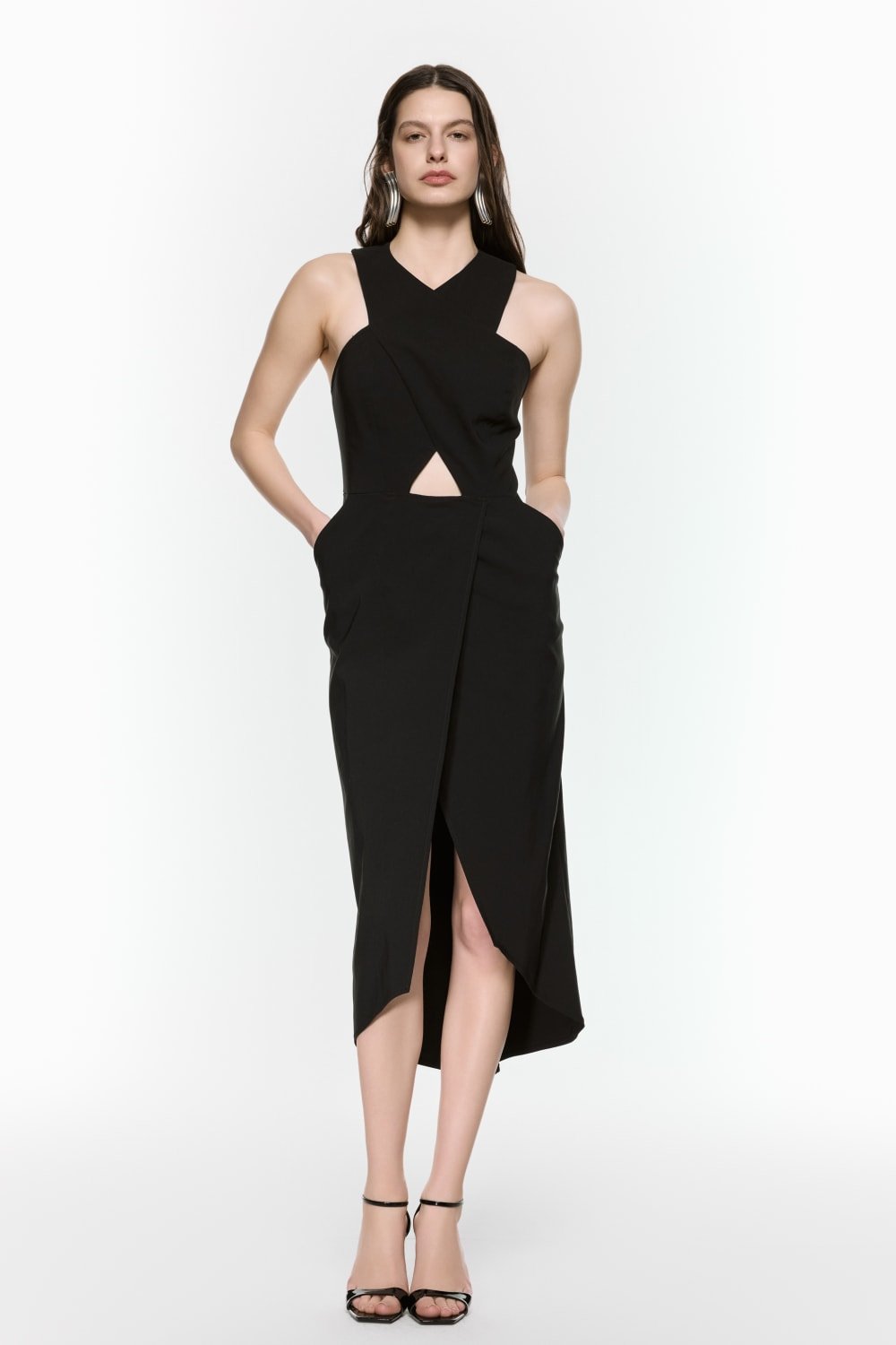 Mirimalist-Revolve Siyah Midi Elbise-Elbise-2-roqelvaxirum.shop