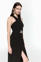 Mirimalist-Revolve Siyah Midi Elbise-Elbise-3-roqelvaxirum.shop