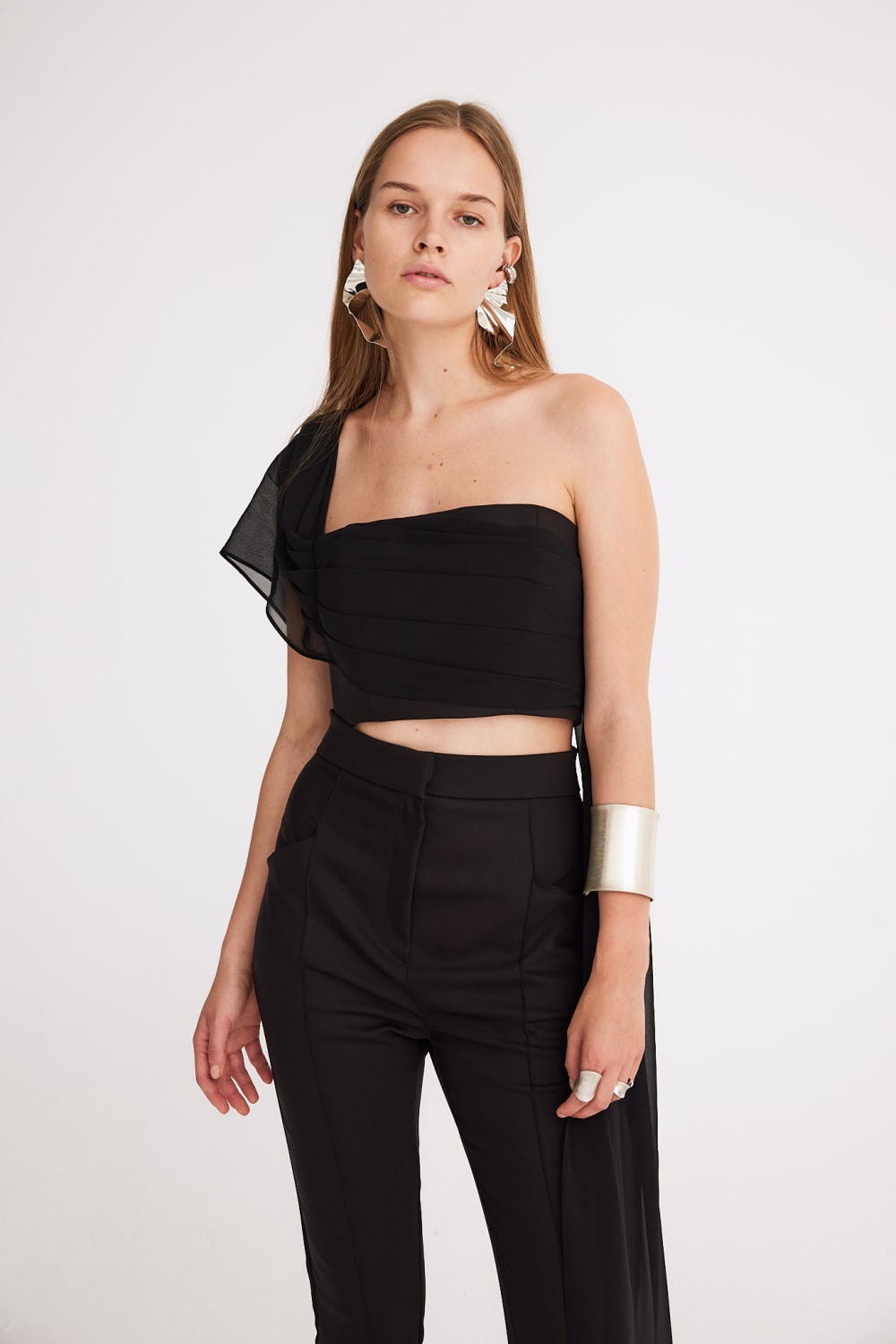 Mirimalist-Tux Flare Pantolon-Kumaş Pantolon-4-roqelvaxirum.shop