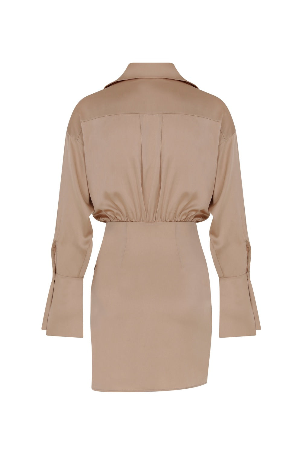 Asymmetrical Satin Shirt Dress