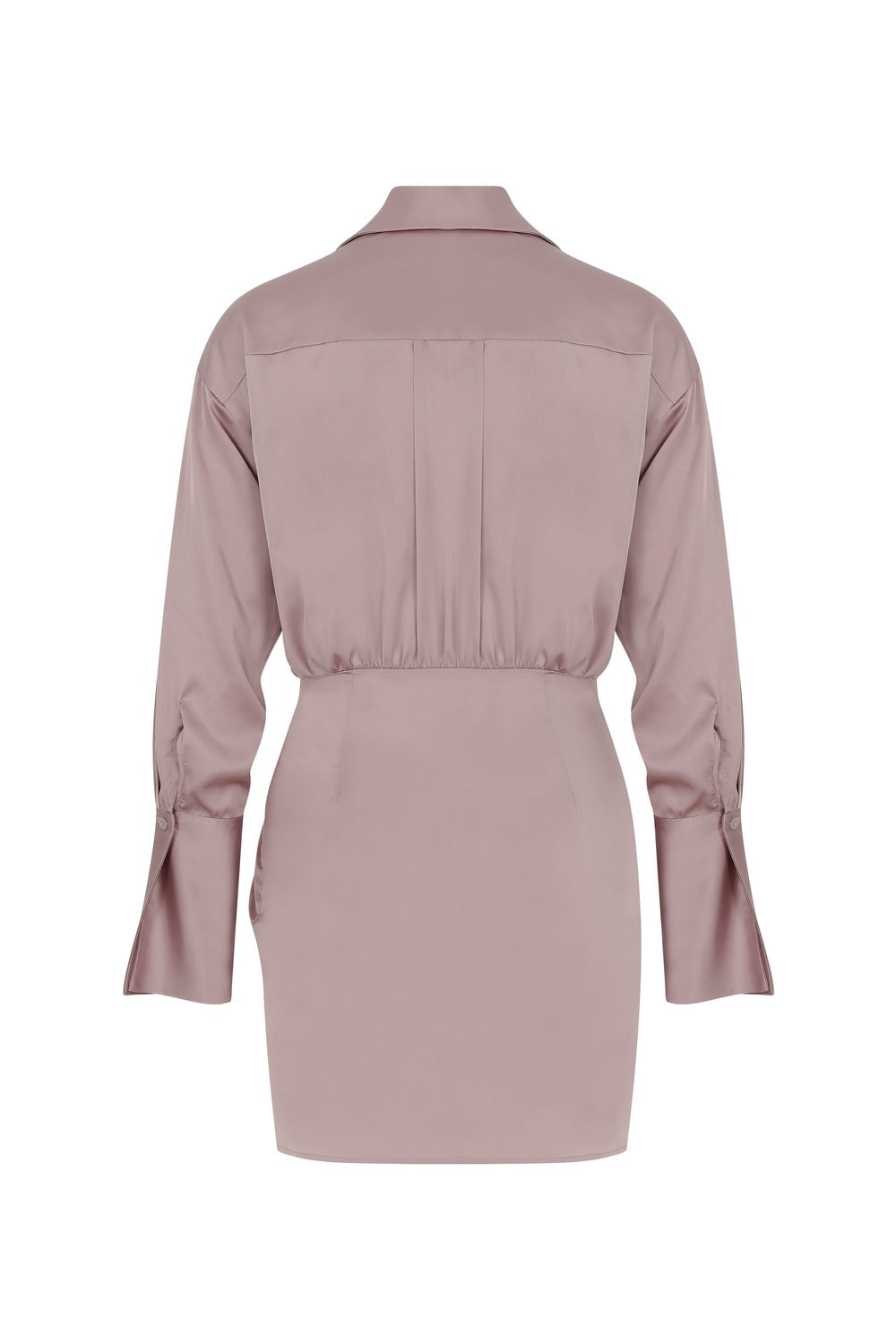 Asymmetrical Satin Shirt Dress