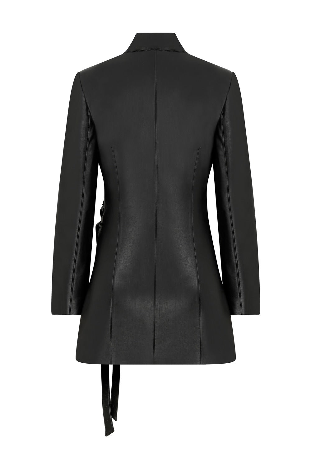 Black Leather Blazer Dress - 3