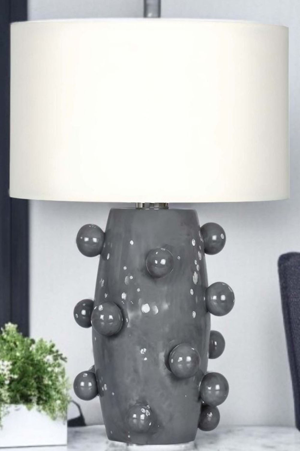 Moena Studio-Nova Gri Seramik El Yapımı Modern Abajur - Krem Başlıklı-Abajur-3-roqelvaxirum.shop