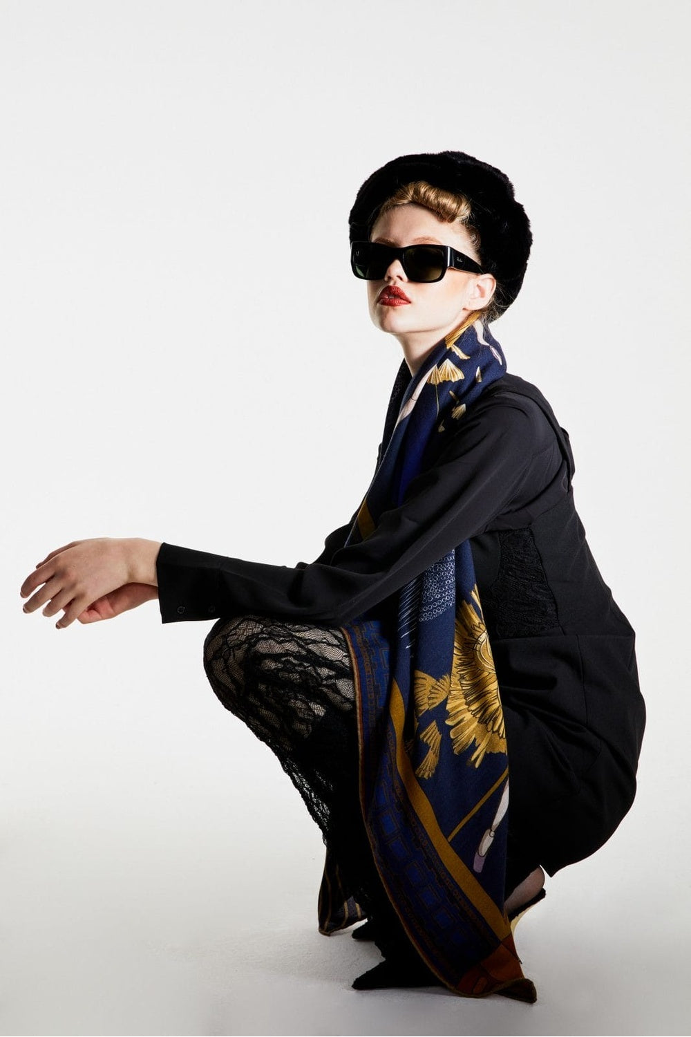 Mokoshe-Ballerinas & Blue - Wool-Şal & Fular-4-roqelvaxirum.shop