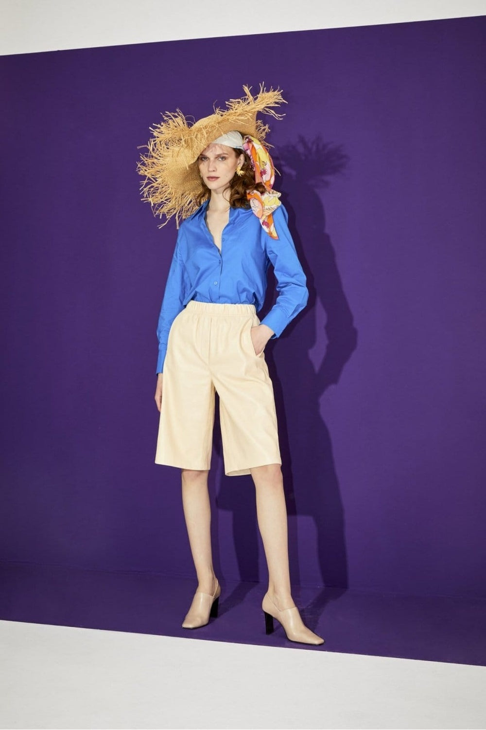 Mokoshe-French Riviera & Orange, Blue And Yellow - Cotton-Şal & Fular-3-roqelvaxirum.shop