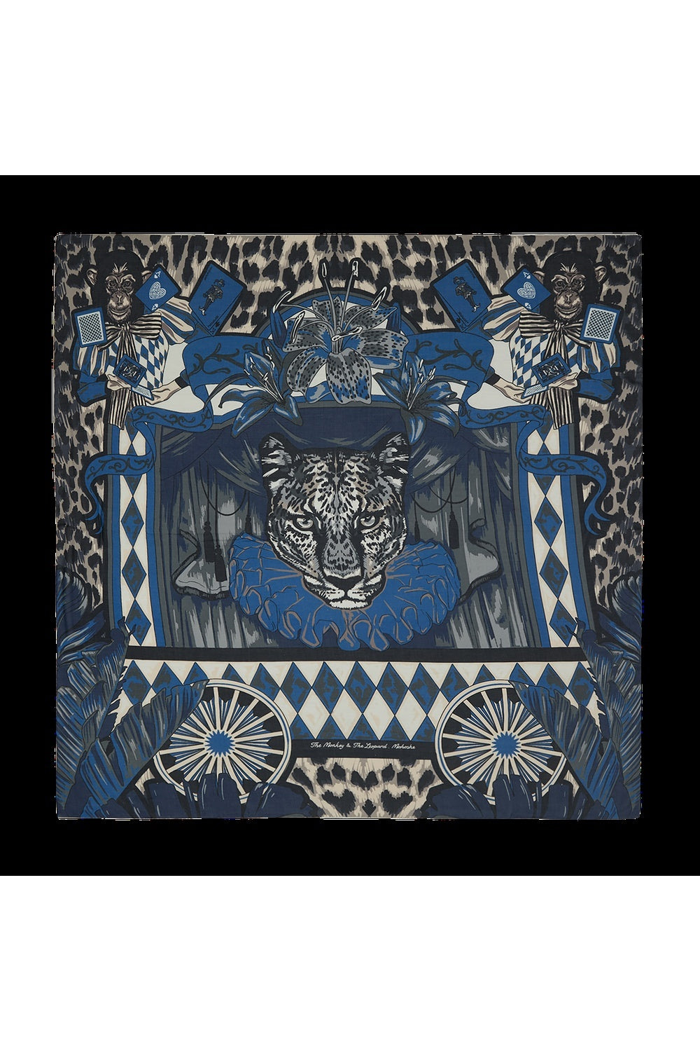 Mokoshe-Monkey And The Leopard - Blue - Modal-cashmere-Şal & Fular-1-roqelvaxirum.shop
