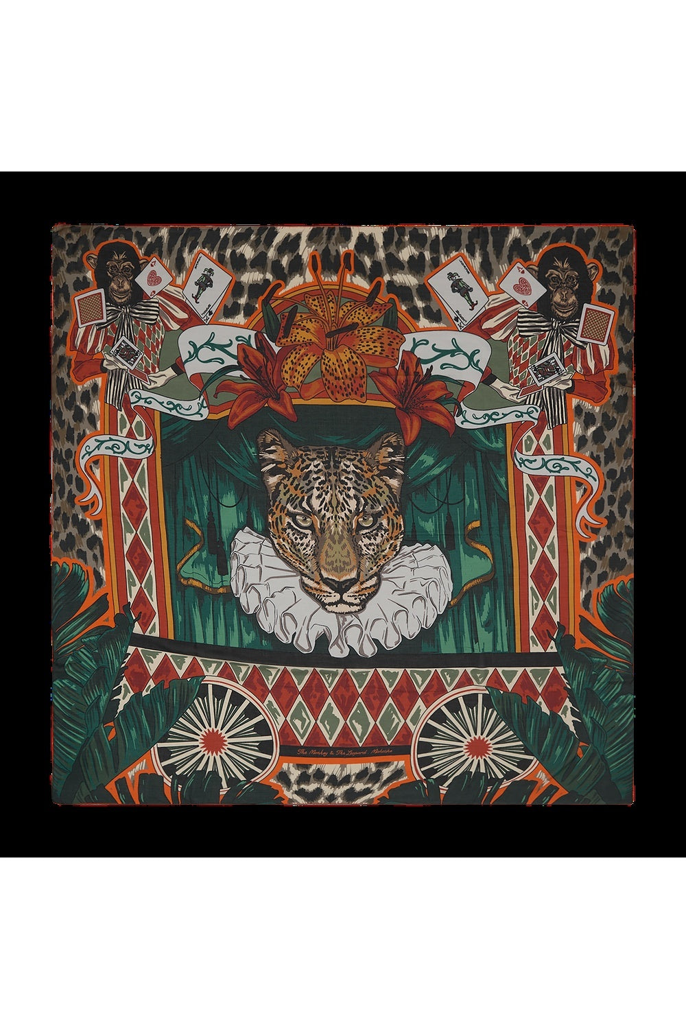 Mokoshe-Monkey And The Leopard - Orange & Green - Modal-cashmere-Şal & Fular-1-roqelvaxirum.shop