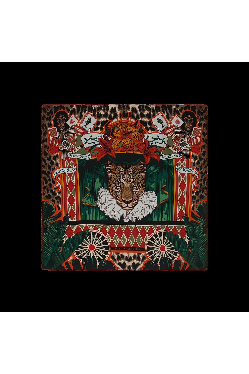 Mokoshe-Monkey And The Leopard - Orange & Green - Silk-Şal & Fular-1-roqelvaxirum.shop
