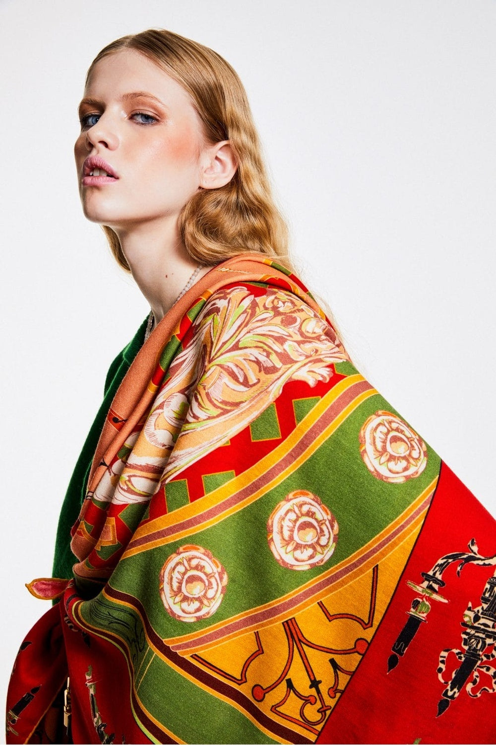 Mokoshe-Tea For Two & Red And Green - Silk-Şal & Fular-2-roqelvaxirum.shop