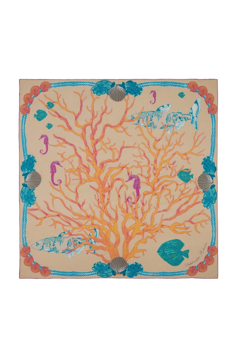 Mokoshe-Underwater & Beige And Orange-Şal & Fular-3-roqelvaxirum.shop