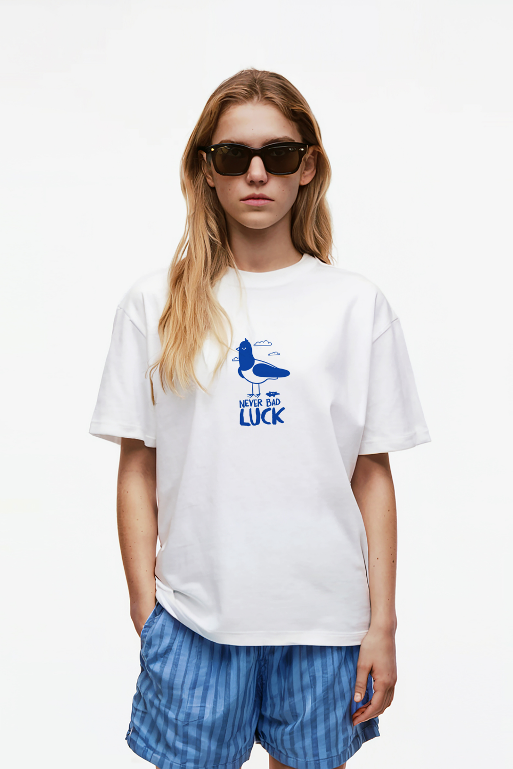 NEVER BAD LUCK - UNISEX TASARIM T-SHIRT - OVERSIZED - 1