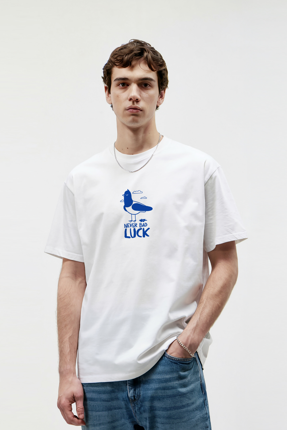 NEVER BAD LUCK - UNISEX TASARIM T-SHIRT - OVERSIZED - 2