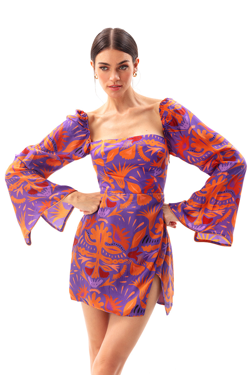 Movom Swimwear-Mauve Square Neck Dress-Elbise-2-roqelvaxirum.shop