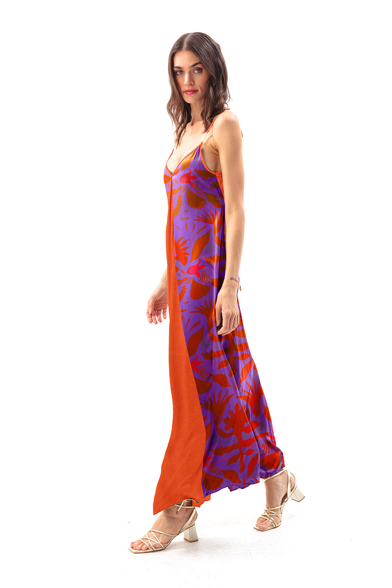 Movom Swimwear-Mauve V Neck Maxi Dress-Elbise-2-roqelvaxirum.shop