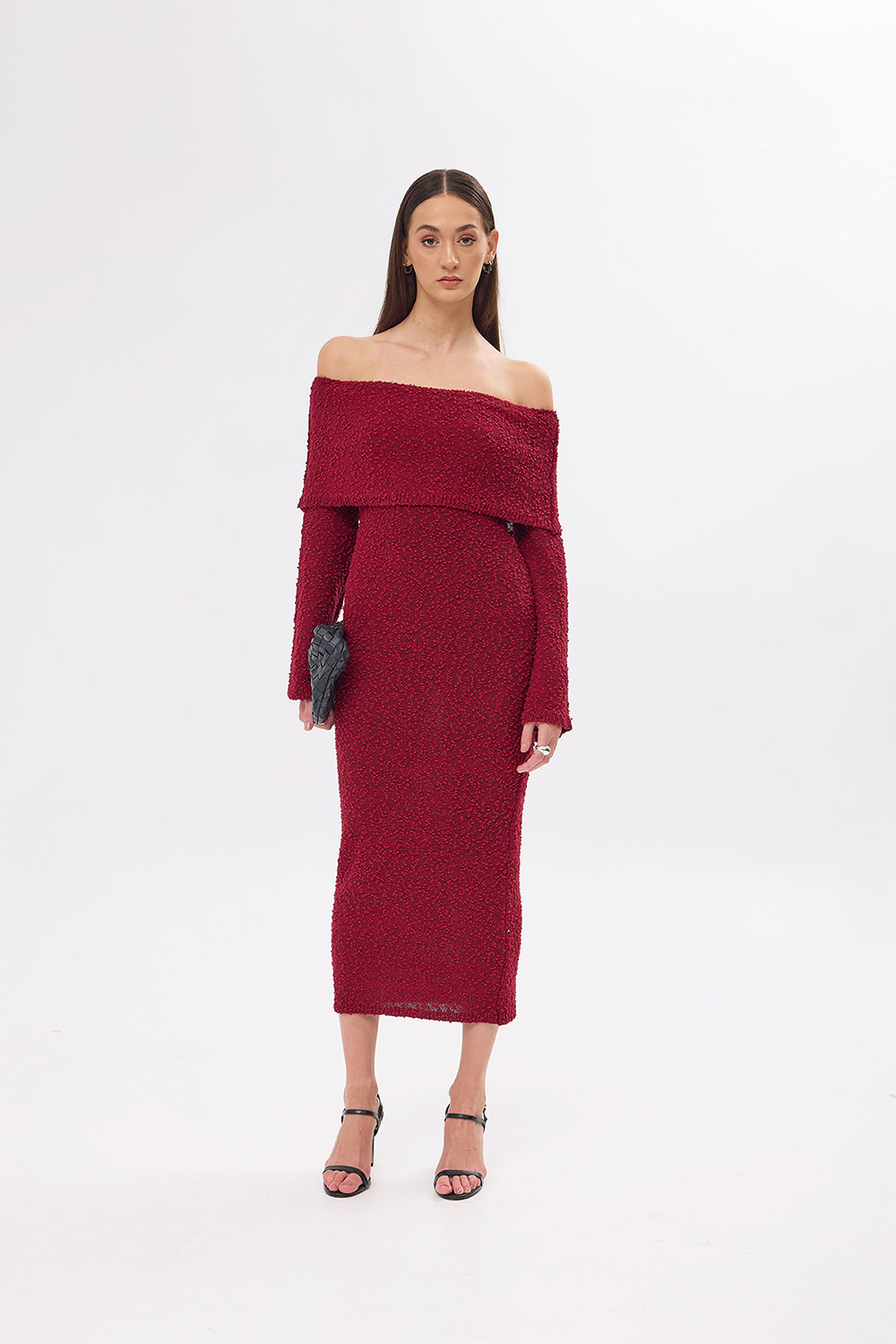 Mozto-Dora Knitted Burgundy Dress-Elbise-1-roqelvaxirum.shop