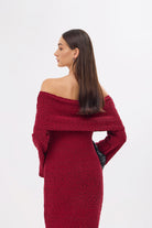 Mozto-Dora Knitted Burgundy Dress-Elbise-3-roqelvaxirum.shop
