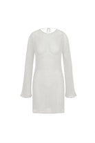 Mozto-Luna Knitted White Mini Beach Dress-Elbise-5-roqelvaxirum.shop