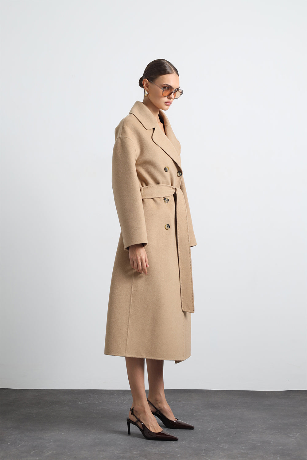 Maxin %100 Yün Camel Maxi Kaban - 6