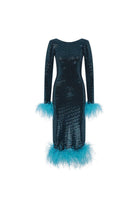 Mozto-Patrice Tüylü Mavi Midi Elbise-Elbise-1-roqelvaxirum.shop