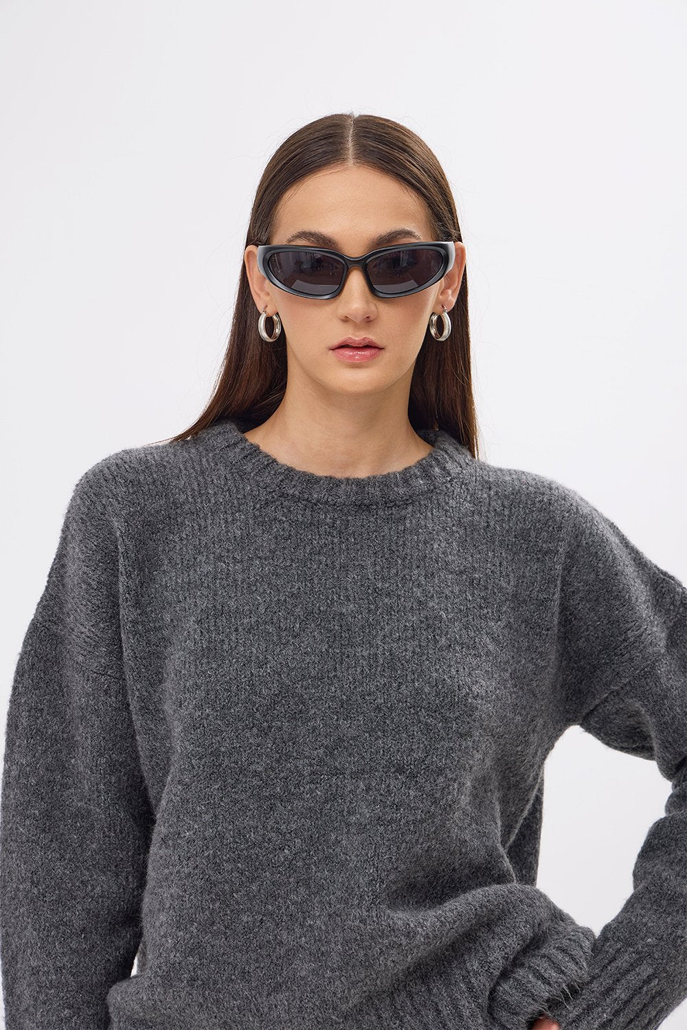 Mozto-Whitney Grey Oversize Kazak-Kazak & Triko-2-roqelvaxirum.shop