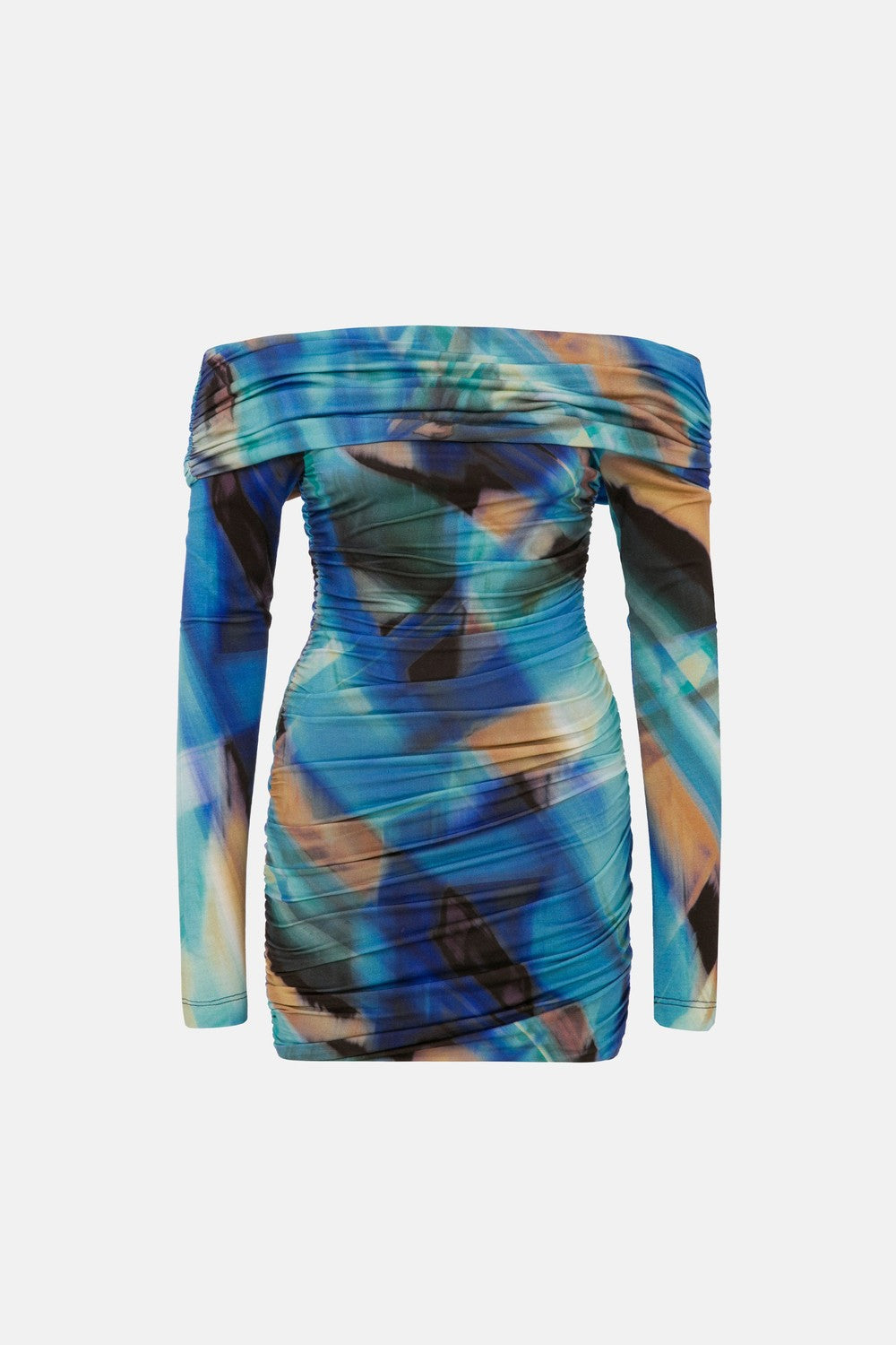Naia-Marimar Uzun Kollu Elbise / Mavi Desenli-Elbise-7-roqelvaxirum.shop