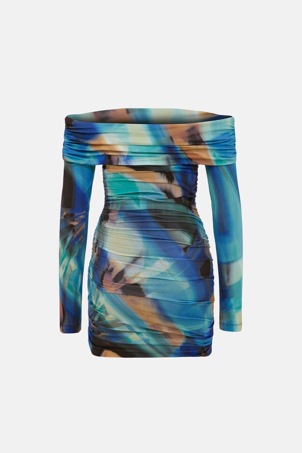 Naia-Marimar Uzun Kollu Elbise / Mavi Desenli-Elbise-8-roqelvaxirum.shop