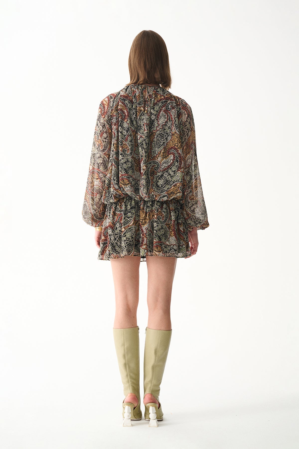 Naia-Bambi Elbise / Kahverengi şal Desenli-Elbise-5-roqelvaxirum.shop