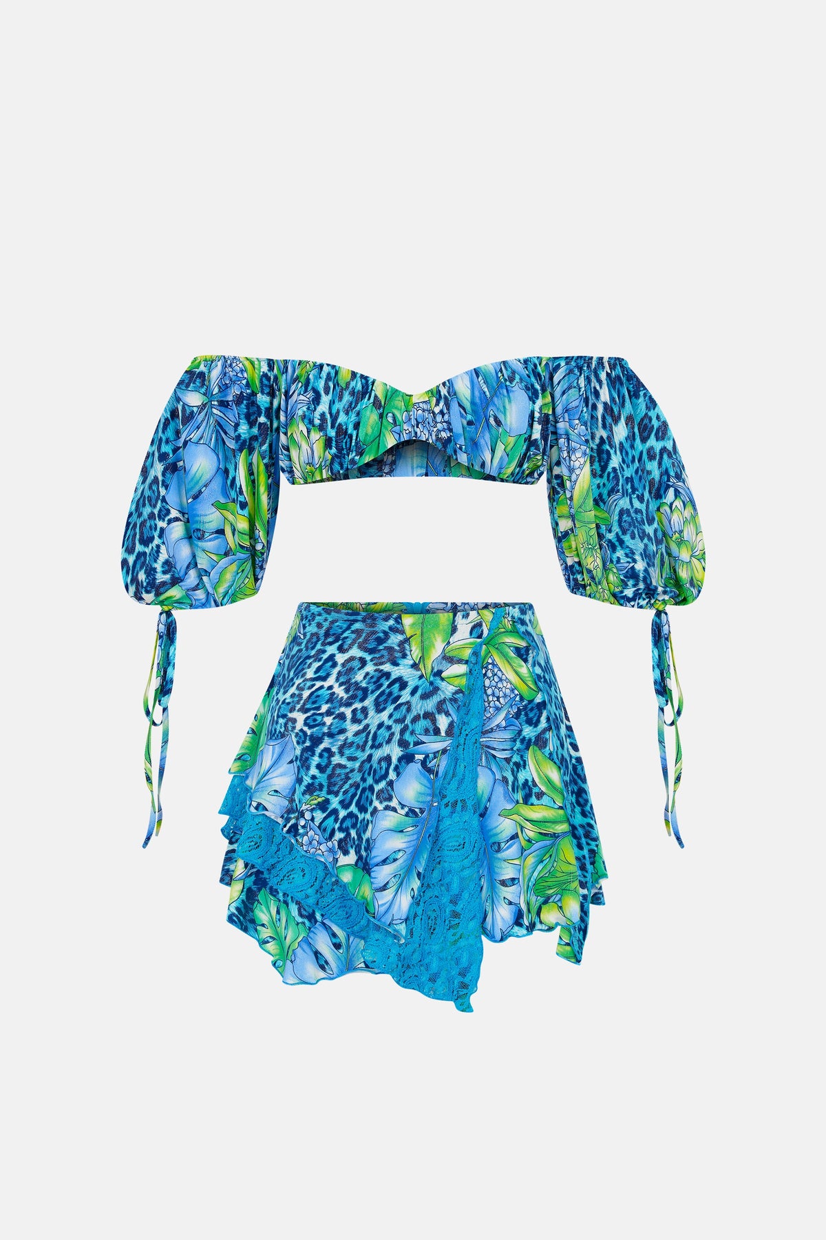 Naia-Bonita Crop Top / Yeşil Tropik Desenli-Crop Top-7-roqelvaxirum.shop