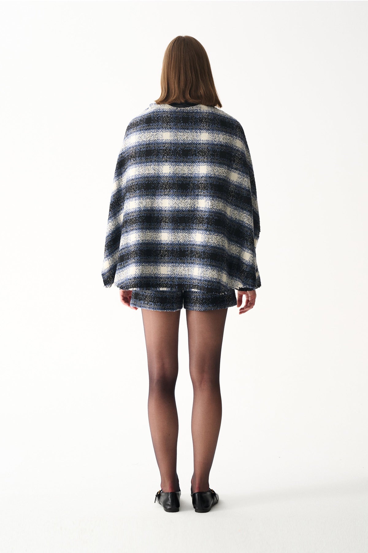 Naia-Indigo Pelerin / Laci̇vert Ekoseli̇-Ceket-8-roqelvaxirum.shop
