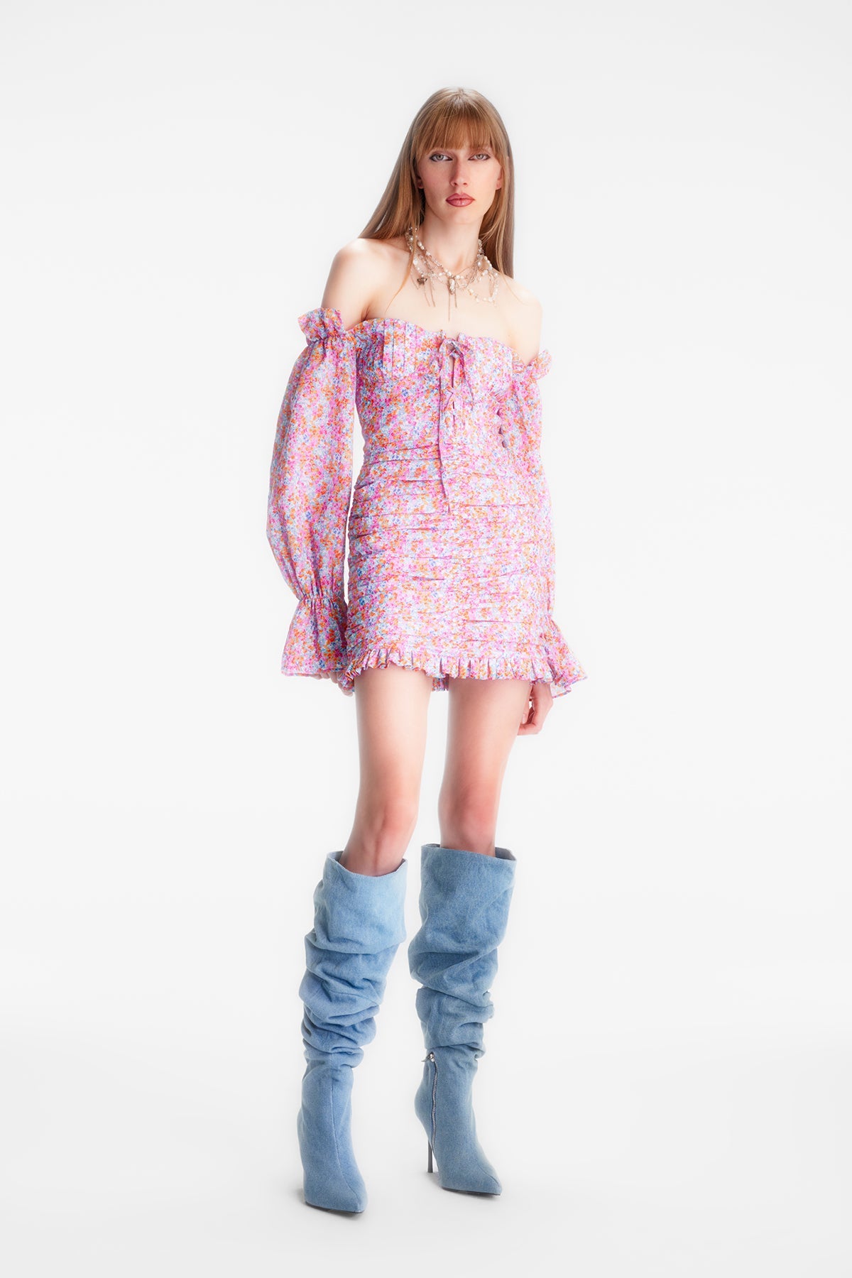 Naia-Lily Elbi̇se / Pembe Çiçekli-Elbise-3-roqelvaxirum.shop