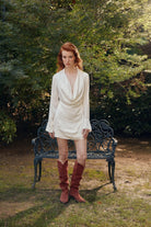 Naia-Lucia Degaje Elbise / Beyaz Leopar Desenli-Elbise-1-roqelvaxirum.shop