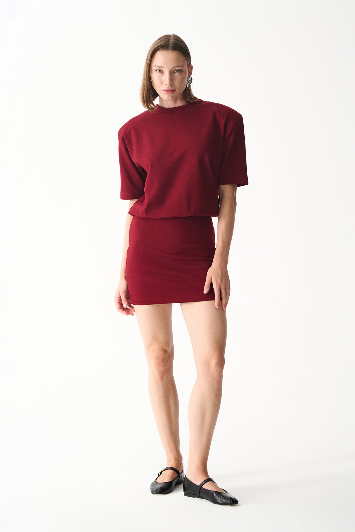 Naia-Miu T Shirt Elbi̇se / Bordo-Elbise-3-roqelvaxirum.shop