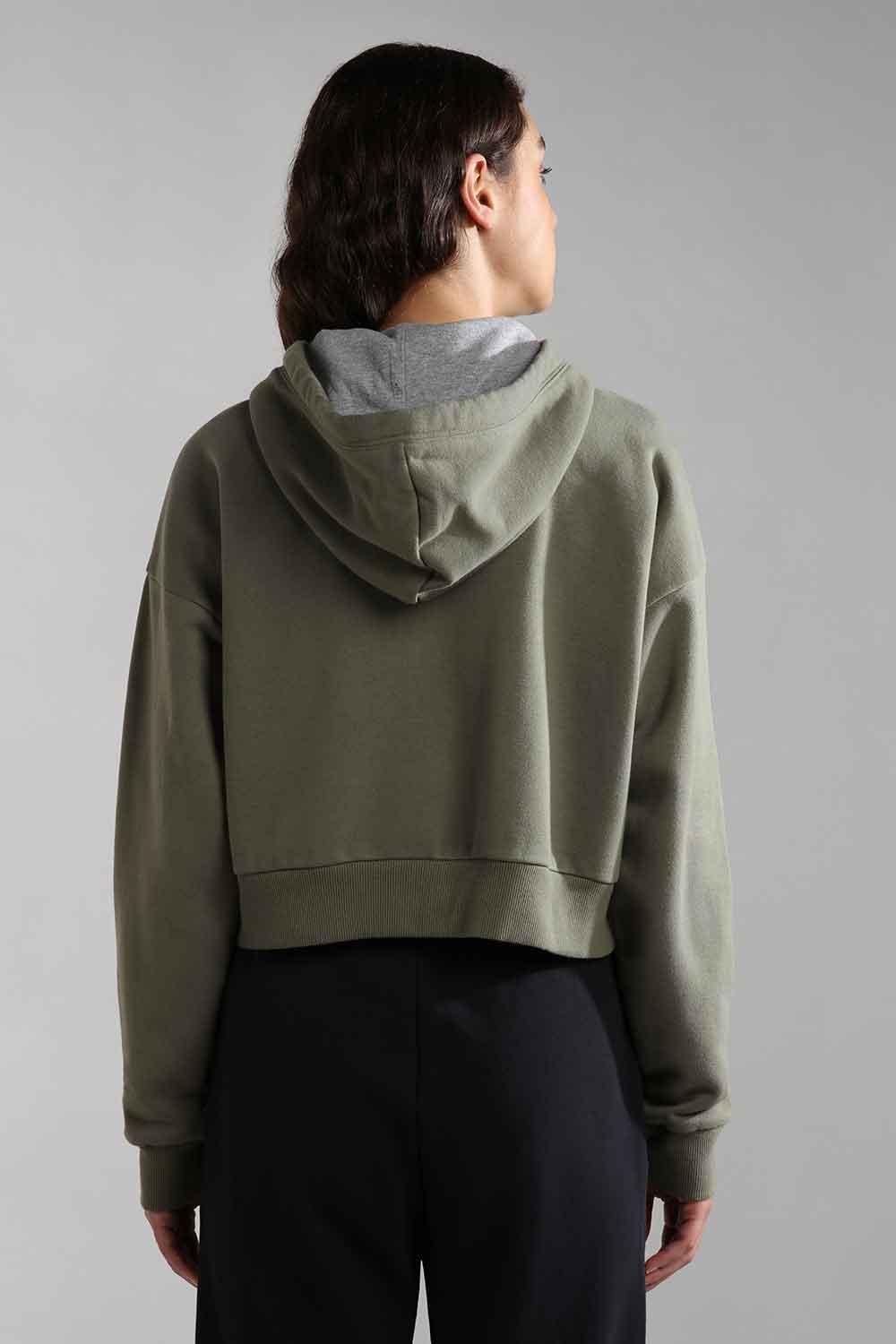 Napapijri-Burgee Crop Woman Green Lichen-Sweatshirts & Hoodies-2-roqelvaxirum.shop
