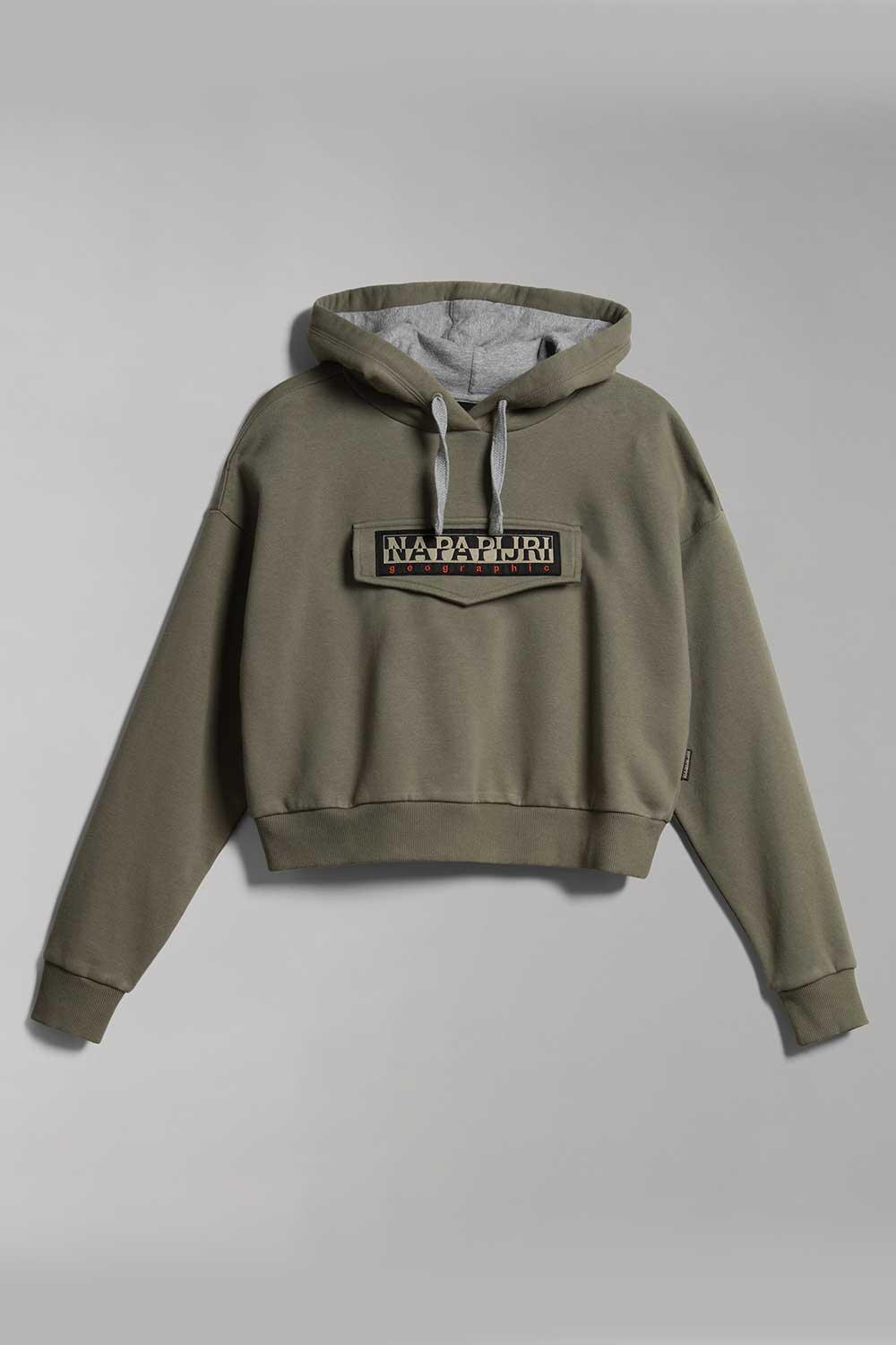 Napapijri-Burgee Crop Woman Green Lichen-Sweatshirts & Hoodies-5-roqelvaxirum.shop