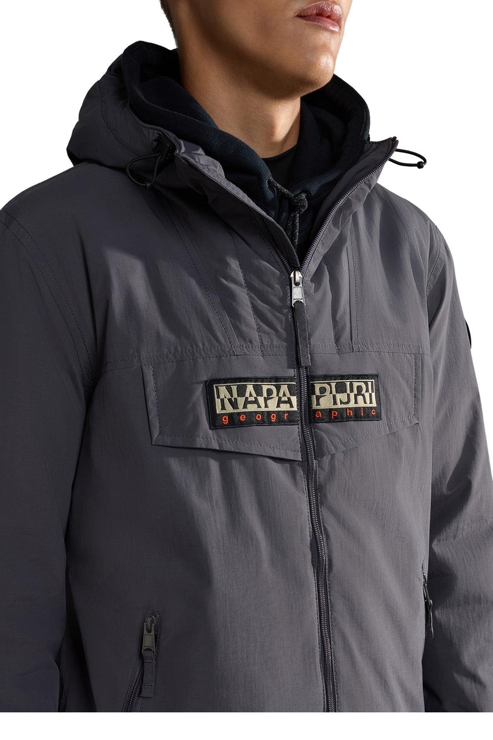 Napapijri-Rainforest Open Wi Dark Grey Solid-Yağmurluk-3-roqelvaxirum.shop